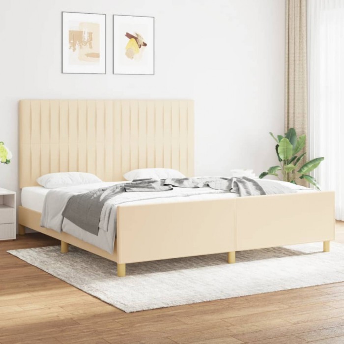 vidaXL Cadru de pat fără saltea, crem, 180x200 cm, textil 3125240