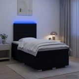 Cumpara ieftin Pat boxspring cu saltea Negru 120 x 200 cm Tesatura