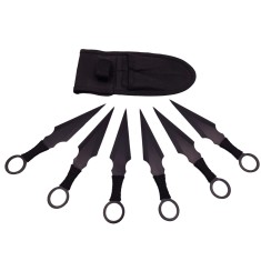 Set sase cutite de aruncat IdeallStore&reg;, Black Fury, otel inoxidabil, 16.5 cm