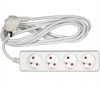 VOREL Prelungitor electric cu impamantare, 4 prize, 3 m, Alb, Plastic