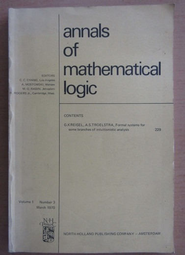 Annals of mathematical logic, volumul 1, nr. 3, martie 1970 semnatura Al. Surdu