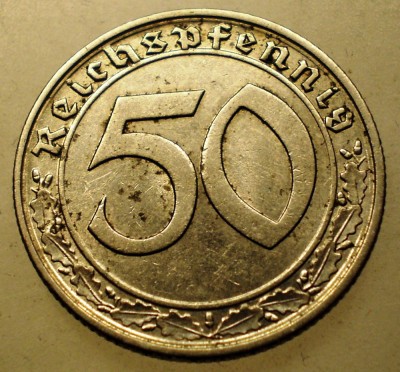 F.487 GERMANIA 50 REICHSPFENNIG 1938 F RARA foto