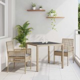 VidaXL Set de masă pentru grădină 3 pcs Bej Rattan poli