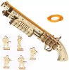 Puzzle 3D, set constructie pusca de vanatoare din lemn, soldati ca tinte, 170 piese, DIY