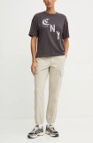 Champion pantaloni de bumbac culoarea gri, fason cargo, high waist, 117448
