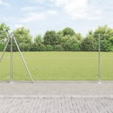 Gard hexagonal vidaXL 1,2x10 m din oțel galvanizat, St&acirc;lpi de gard vidaXL cu plăci de bază 7 buc &Oslash;32mm 68,5cm din oțel galvanizat