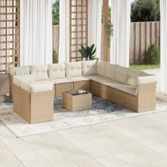 vidaXL Set canapele de grădină cu perne, 12 piese, bej, poliratan 3217888