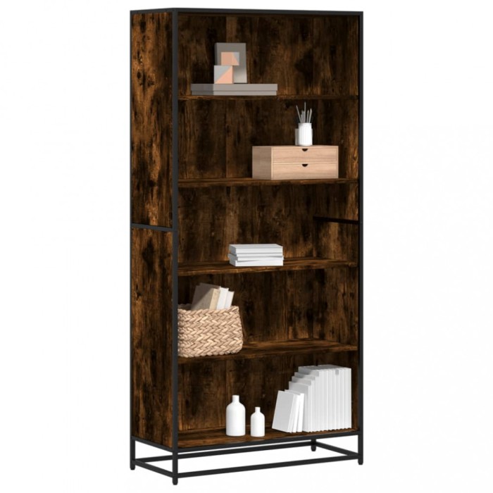 vidaXL Bibliotecă, stejar afumat, 80,5x35x170,5 cm, lemn prelucrat 3300857