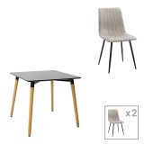 Cumpara ieftin Set masa si scaune 3 piese Natali-Noor Gri 80x80x76 cm