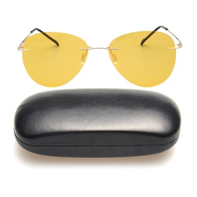 Ochelari soare aviator, polarizati, galben, cu toc foto