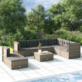 Cumpara ieftin Set mobilier de grădină cu perne, 8 piese, gri, poliratan