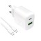 &Icirc;ncărcător de perete Puro PROLITE 20W USB-A / USB-C + cablu USB-C - USB-C 1.2m - alb