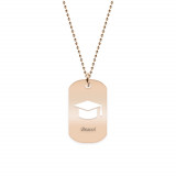 Gaudeamus - Colier personalizat absolvire dog tag din argint 925 placat cu aur roz
