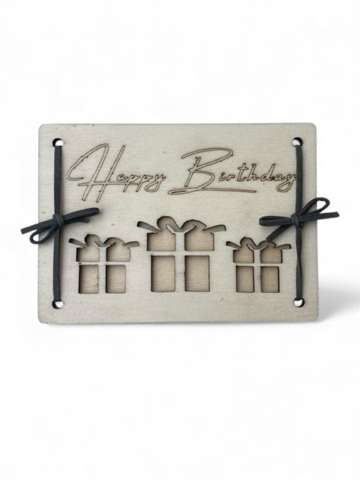 Felicitare din lemn gravată