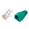 Set 10 x mufa + manson de protectie, RJ45, CAT5 CAT6, 8 pini 8P8C, verde