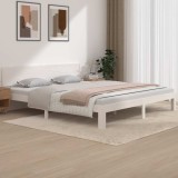 vidaXL Cadru de pat Super King 6FT, 180x200 cm, alb, lemn masiv pin