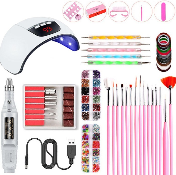Set pentru manichiură cu hibrid lampă UV LED 54 W + freză Enzo