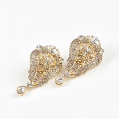 Cercei aurii glamour cu pietre stralucitoare