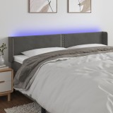 VidaXL Tăblie de pat cu LED gri &icirc;nchis 183x16x78/88 cm catifea