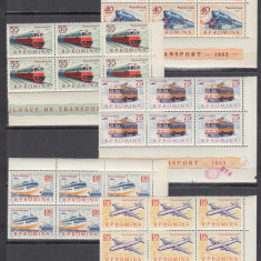 ROMANIA 1963 LP 565 MIJLOACE DE TRANSPORT BLOCURI DE 6 TIMBRE MNH