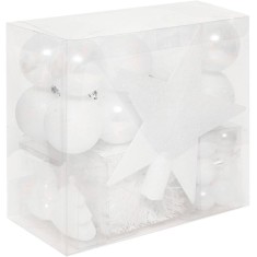 Set decoratiuni Craciun, 44 piese, cu globuri, ghirlanda si varf de brad, ab Household NewTrend