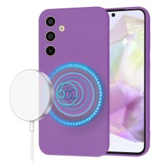 Husa silicon Samsung Galaxy A35 5G Techsuit SoftFlex MagSafe, mov foto