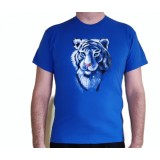 T6a. Tricou Love, pictat manual cu tigru pe albastru, marime M