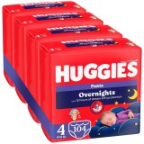 Scutece chilotel de noapte Huggies Overnights 4, 9-14 kg, 104 buc