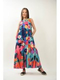 Cumpara ieftin ROCHIE LUNGA DE ZI FARA MANECI CU BUZUNARE SPLENDIDO TALIE UNICA Multicolora