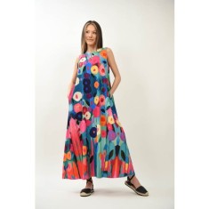 ROCHIE LUNGA DE ZI FARA MANECI CU BUZUNARE SPLENDIDO TALIE UNICA Multicolora