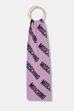 Moschino eșarfă de l&acirc;nă culoarea violet, cu imprimeu, M5855 50240