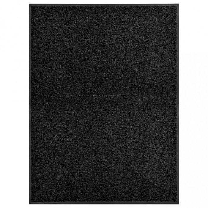 vidaXL Covoraș de ușă lavabil, negru, 90 x 120 cm