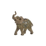 Elefant din rasina Brown Golden 21 cm x 9 cm x 22 cm, Inart