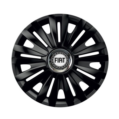 Set 4 capace roti Negre Cu Inel Cromat Royal R16 Compatibil Cu Fiat foto