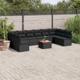Cumpara ieftin Set canapele de grădină cu perne, 11 piese, negru, poliratan