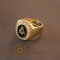 Inel cu simboluri masonice si cristale zirconia, model sigiliu regal, latime 1.9 cm