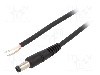Cablu alimentare DC, cabluri, DC 5,5/2,1 mufa, negru, 1,5m, WEST POL - P21-TT-C075-150BK