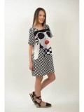 Cumpara ieftin ROCHIE SCURTA OPTICAL ILLUSION FACE - SIC SI GRAFICA CU ACCENTE POP TALIE UNICA Multicolora