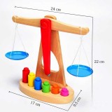 Balanta Montessori Lemn, Jucarie Educativa Copii, 6 Greutati, 25cm, Indemanare, Invatare prin Joc