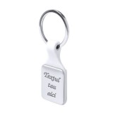 Breloc personalizat alb patrat gravat cu textul tau