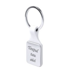 Breloc personalizat alb patrat gravat cu textul tau