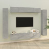 VidaXL Set dulap TV, 8 piese, gri beton, lemn prelucrat