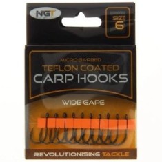 Carlige Ngt Teflonate Wide Gape Carp Hooks, 10buc/plic Nr.4 foto