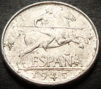 Moneda istorica 5 CENTIMOS - SPANIA, anul 1945 * cod 2788 = LUCIU de BATERE foto