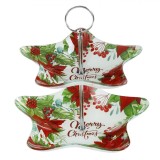 Suport din Sticla Craciunite cu 2 Nivele pentru Prajituri Merry Christmas, 23 cm, Oem