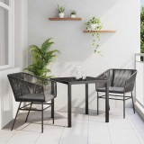 VidaXL Set de dining pentru grădină , 3 piese, cu perne, negru, rattan, poliester.