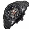 Ceas barbatesc Forsining automatic, bratara inox Negru