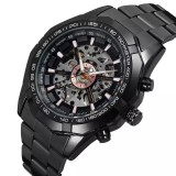 Ceas barbatesc Forsining automatic, bratara inox Negru