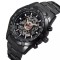 Ceas barbatesc Forsining automatic, bratara inox Negru