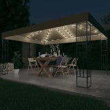vidaXL Pavilion cu șiruri de lumini LED, gri taupe, 3x4 m, țesătură 3070331